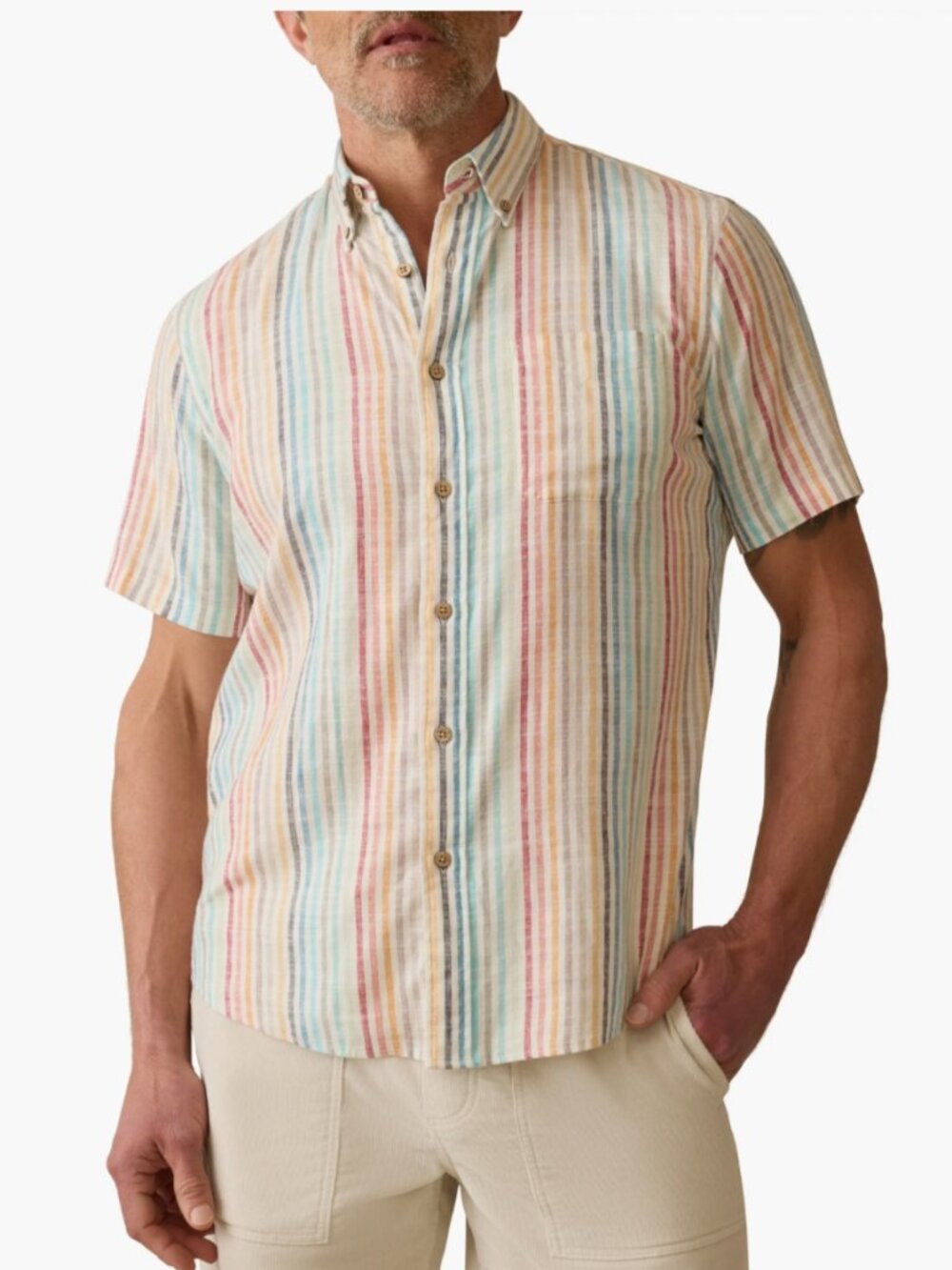 Faherty The Breeze Shirt In Bay Reef Stripe NEW WITH TAGS XL